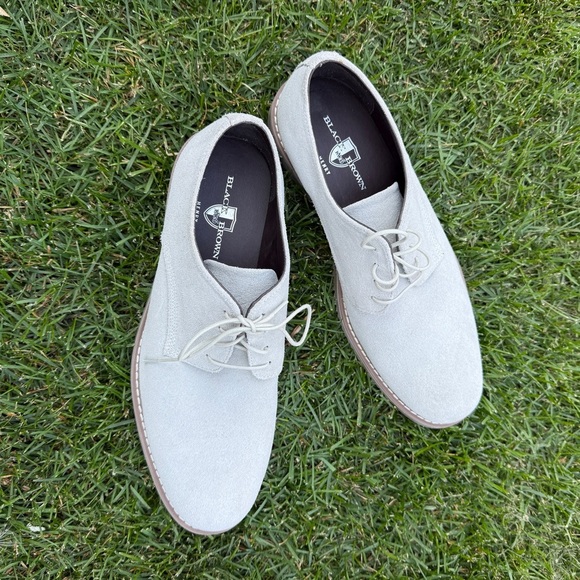 Black Brown 1826 Men's Suede Oxfords - Light Gray ‘Henry’ Size 10 - Picture 3 of 15